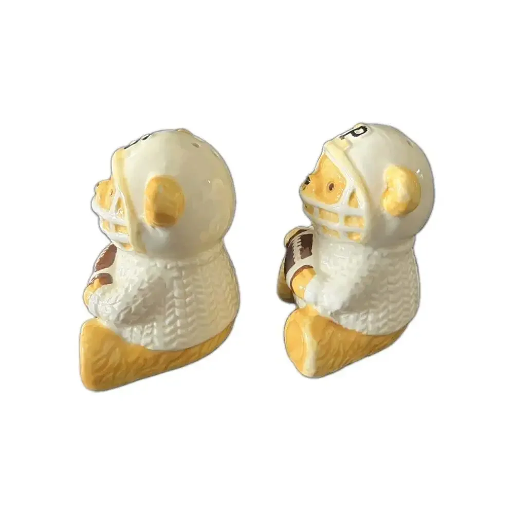 New Dabney Lee Football Teddy Bear Salt & Pepper Shakers Salt N Pepper Decor